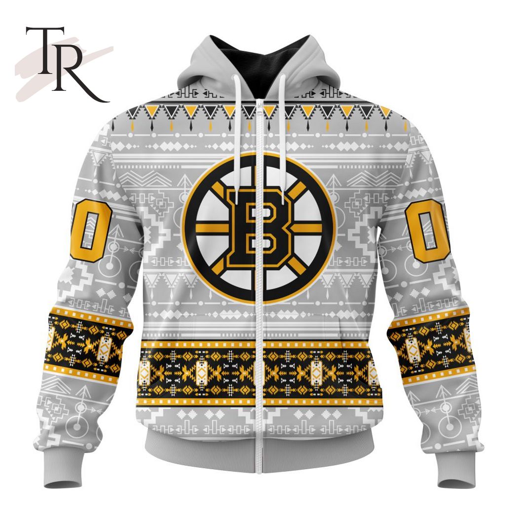New 2025 NEW] ized NHL Boston Bruins Special Native Design Custom Hoodie - Image 2